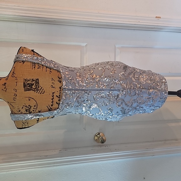 Sparkling Silver Sequin Mini Dress - Picture 6 of 7